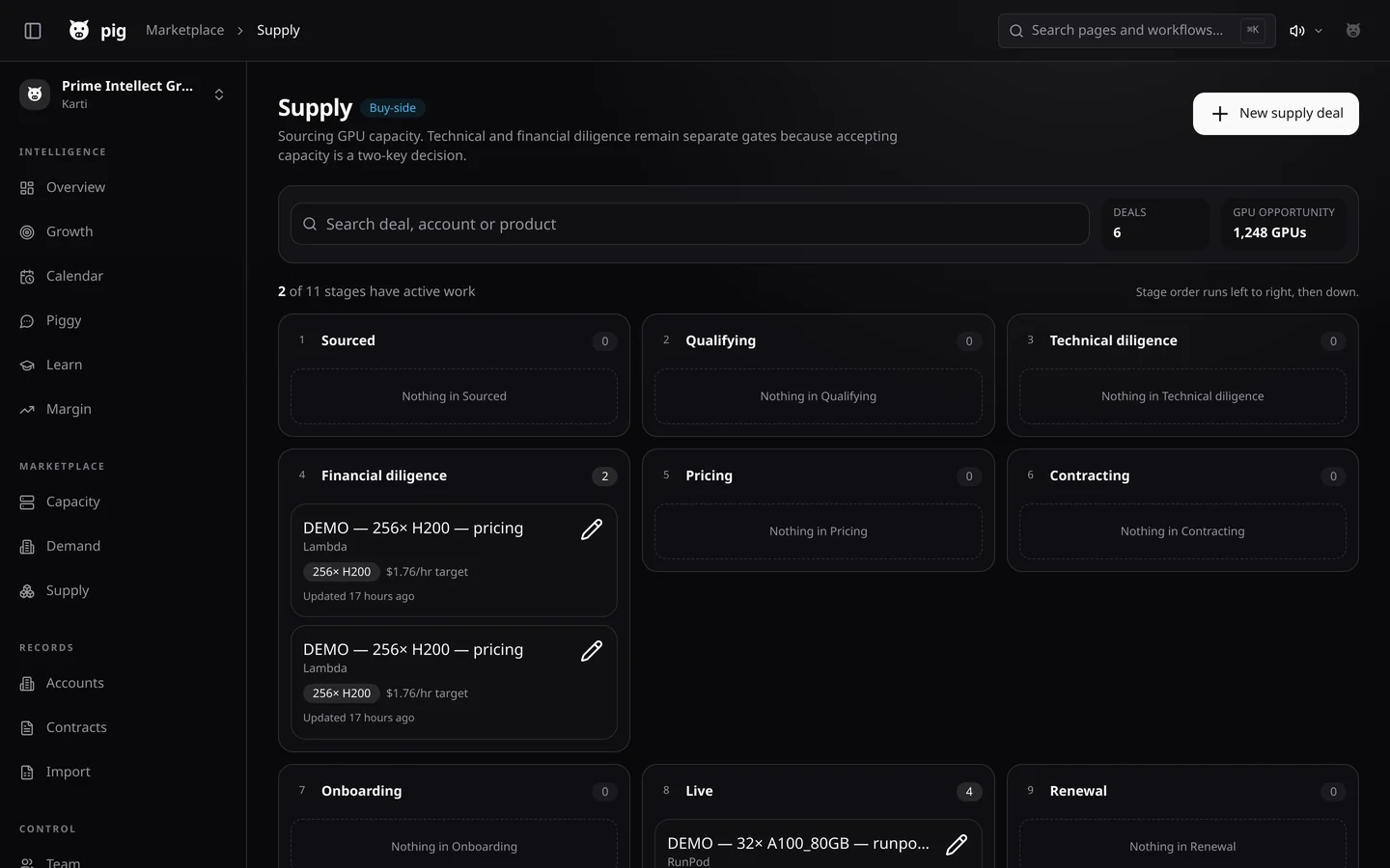 Supply pipeline, desktop, dark