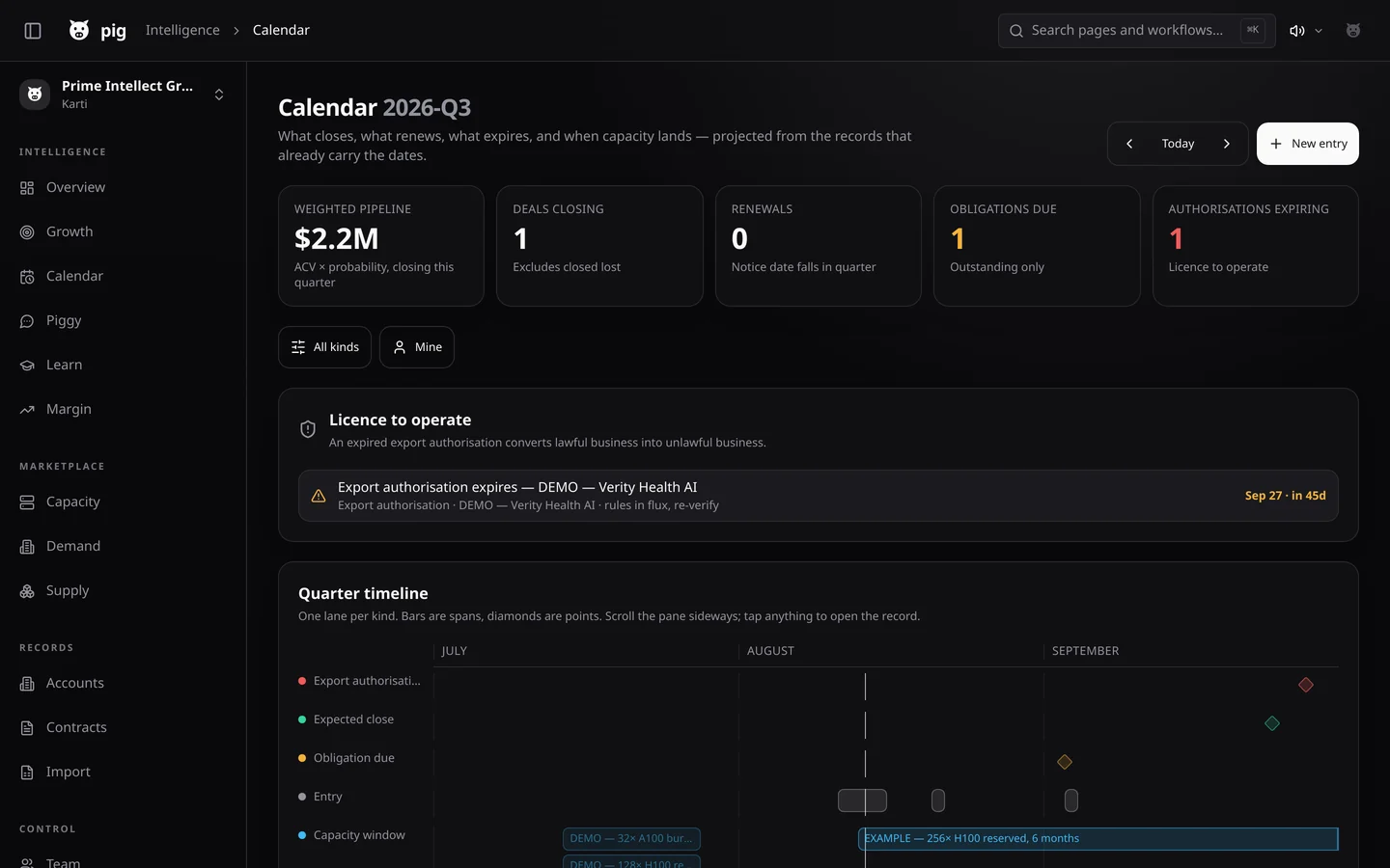 Calendar, desktop, dark